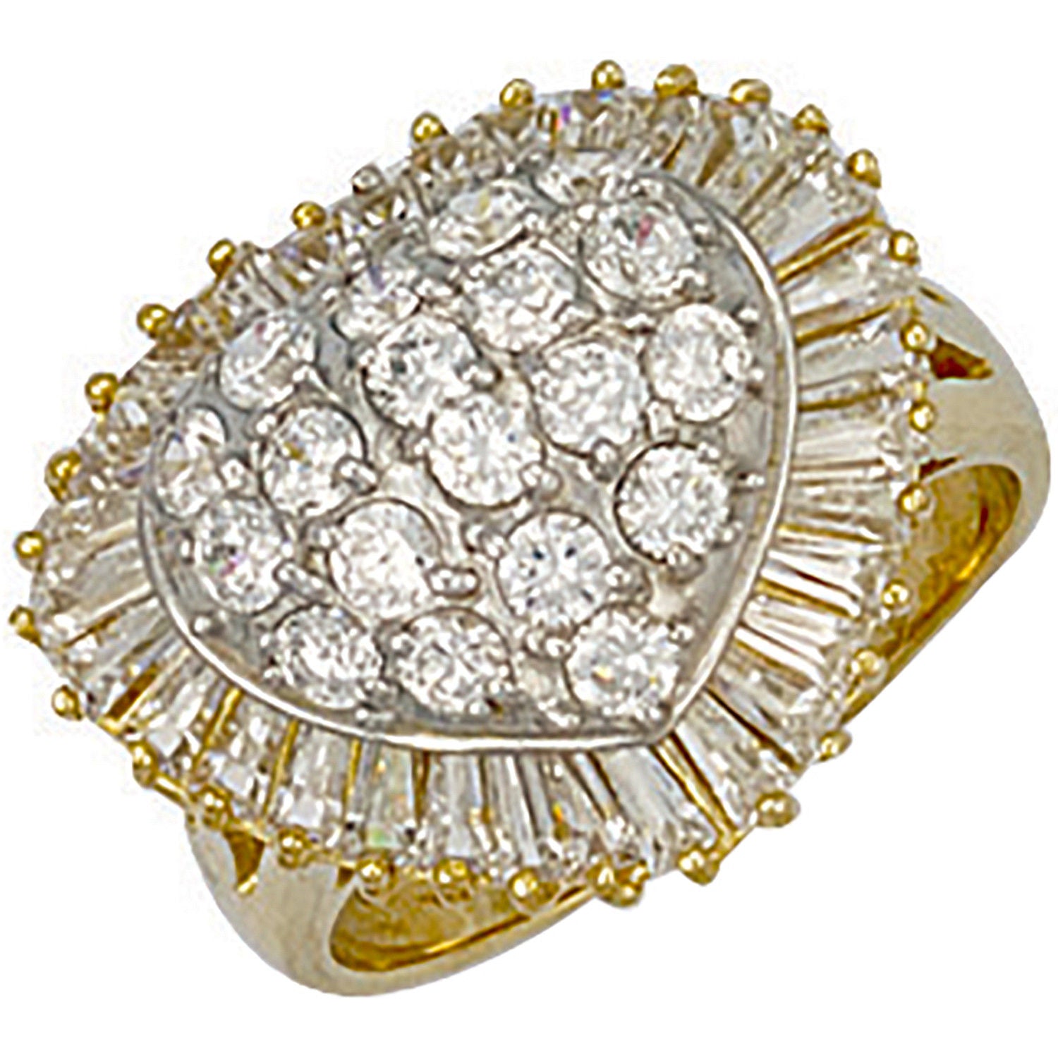 G Cz Heart Cluster Ring