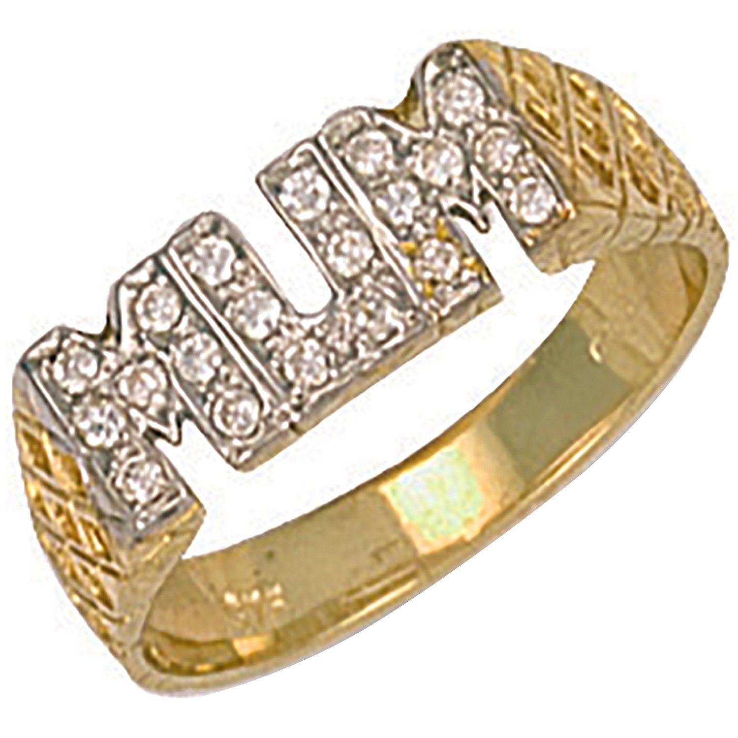 G Cz Basket Sides Mum Ring