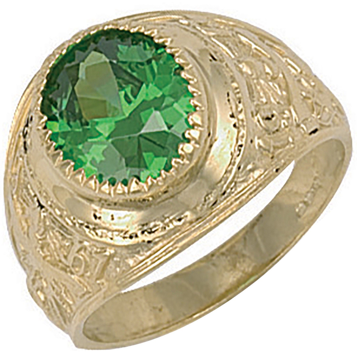 Y/G Green Cz College Ring