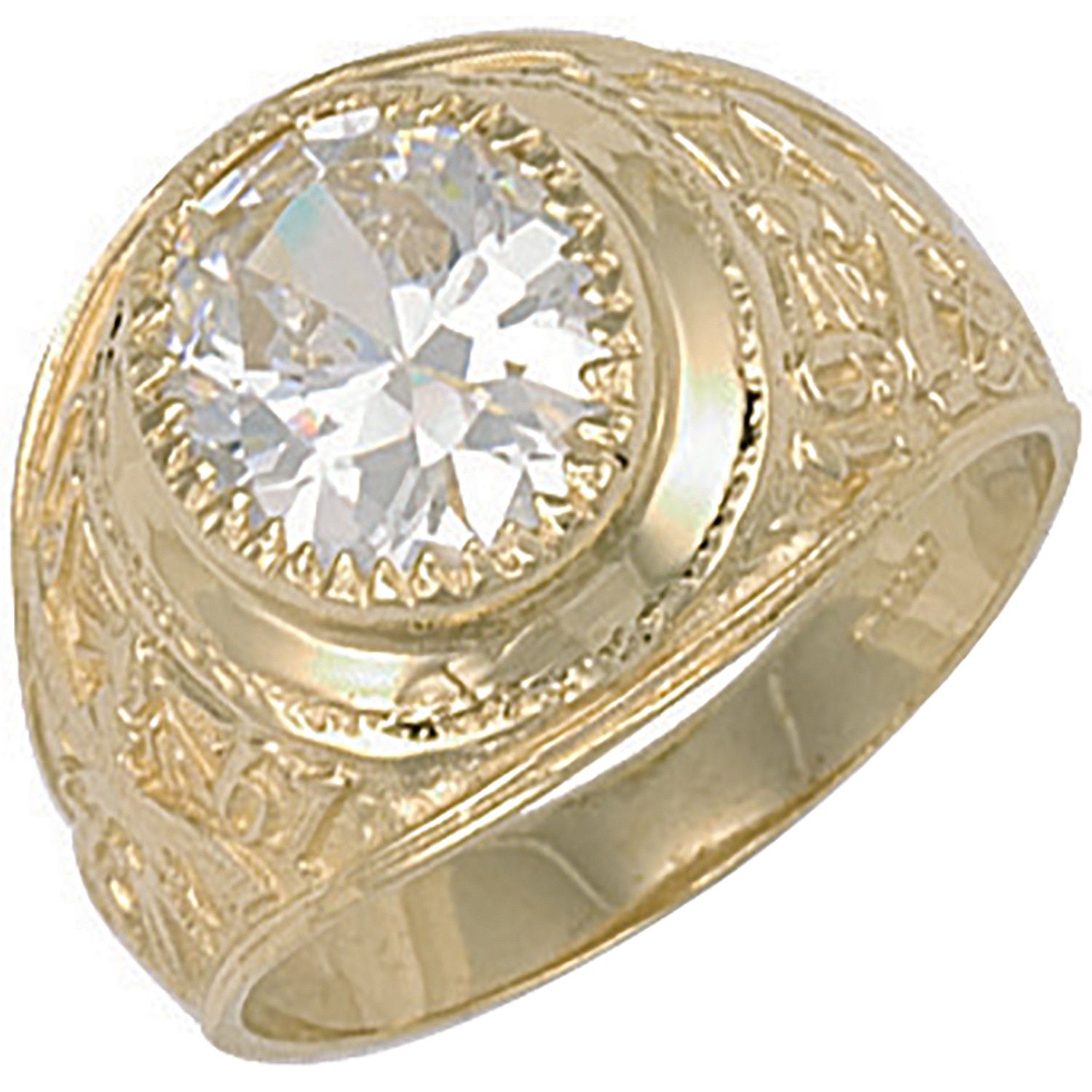 Y/G White Cz Stone College Ring