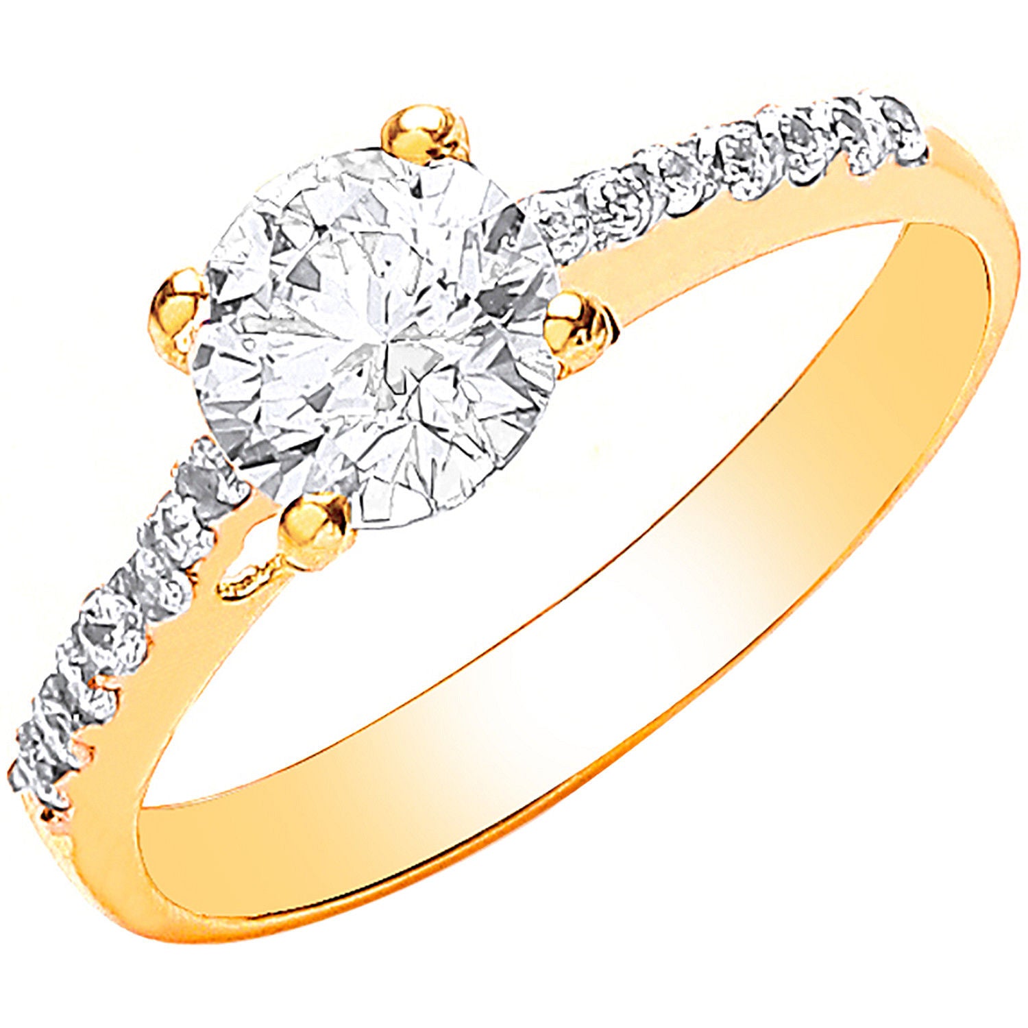 G Ladies Single Stone Cz Shoulder Engraved Heart Ring