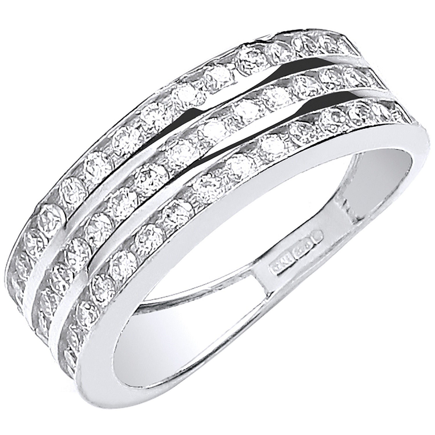 G Ladies Three Row Cz Ring