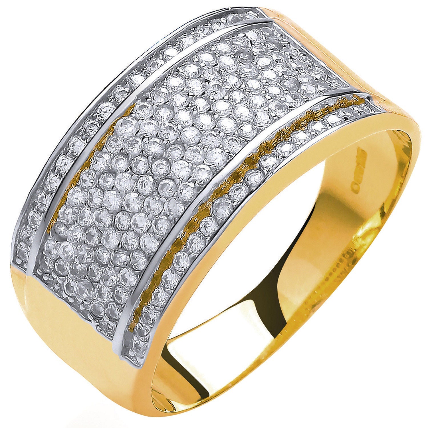 9ct Yellow Gold 11mm Bombay Cubic Zirconia Ring