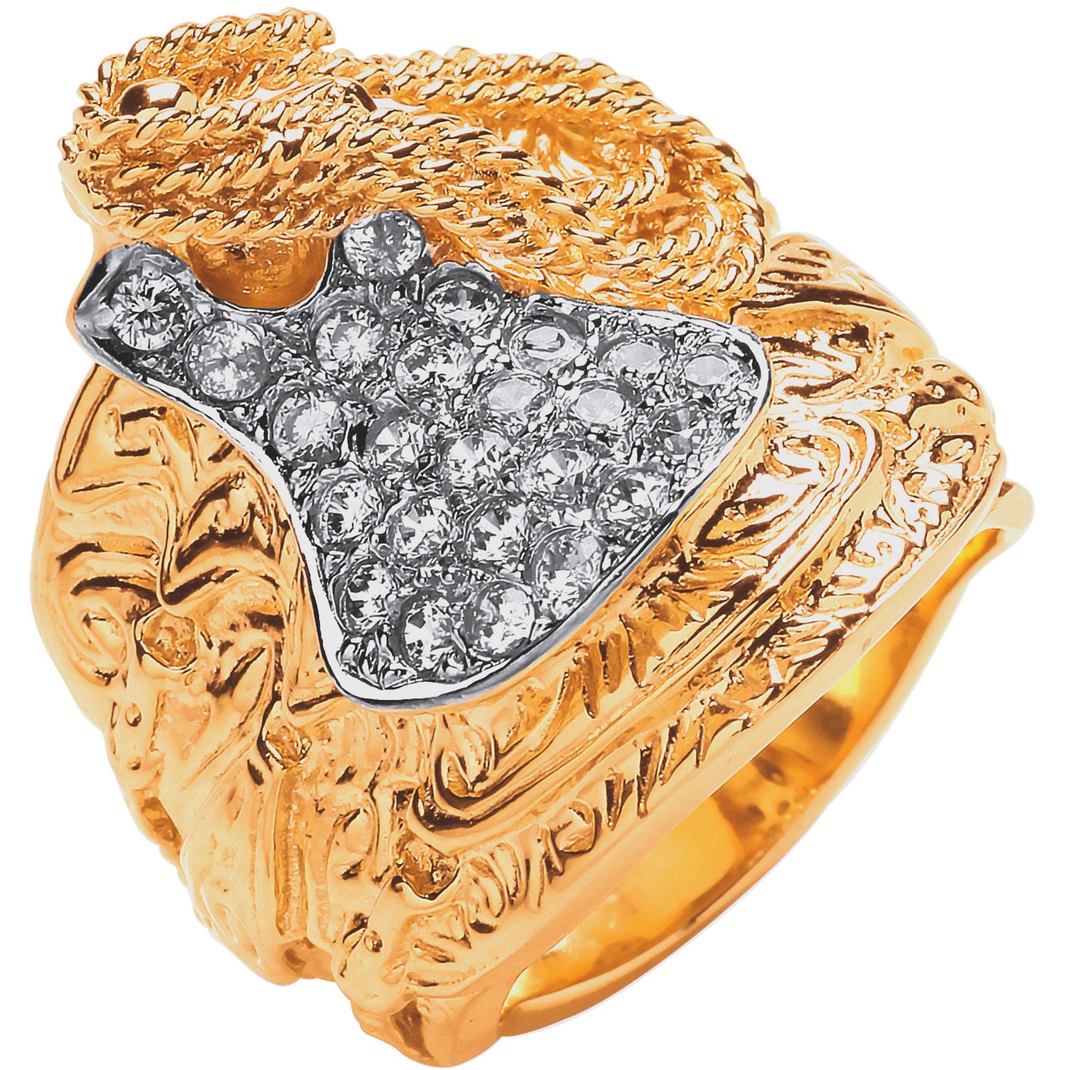 G CZs Saddle Gents Ring