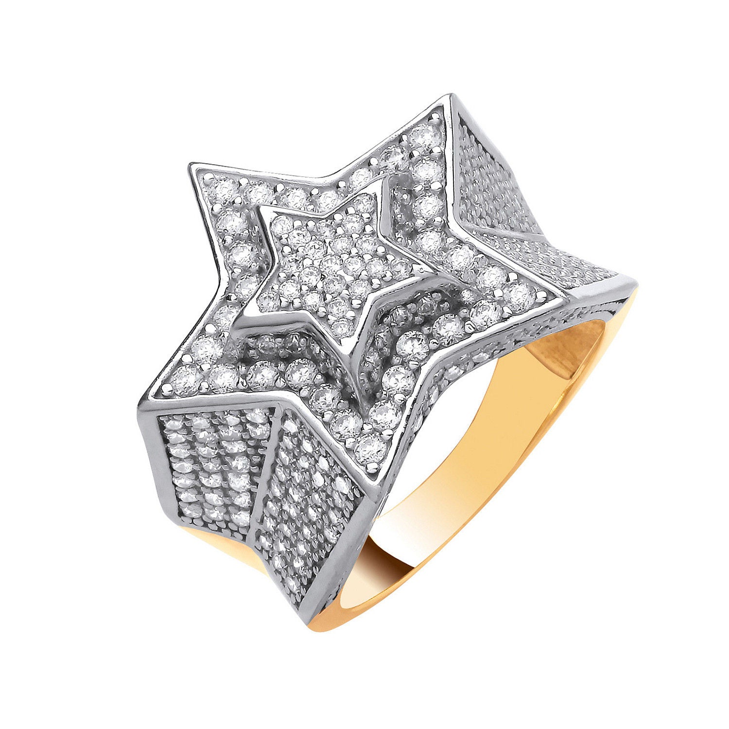 Y/G CZ 3D Star Ring