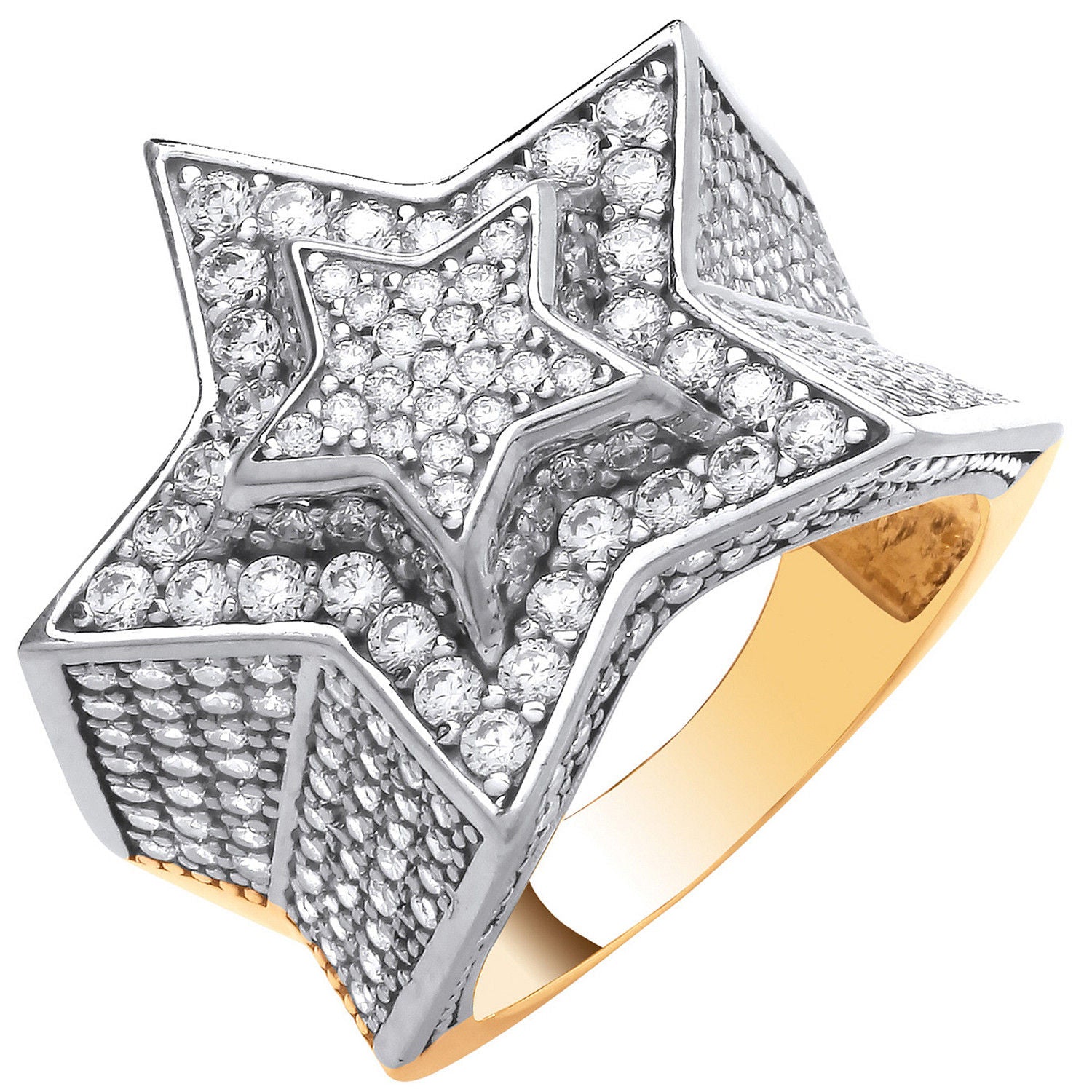 G CZ Large 3D Star Ring