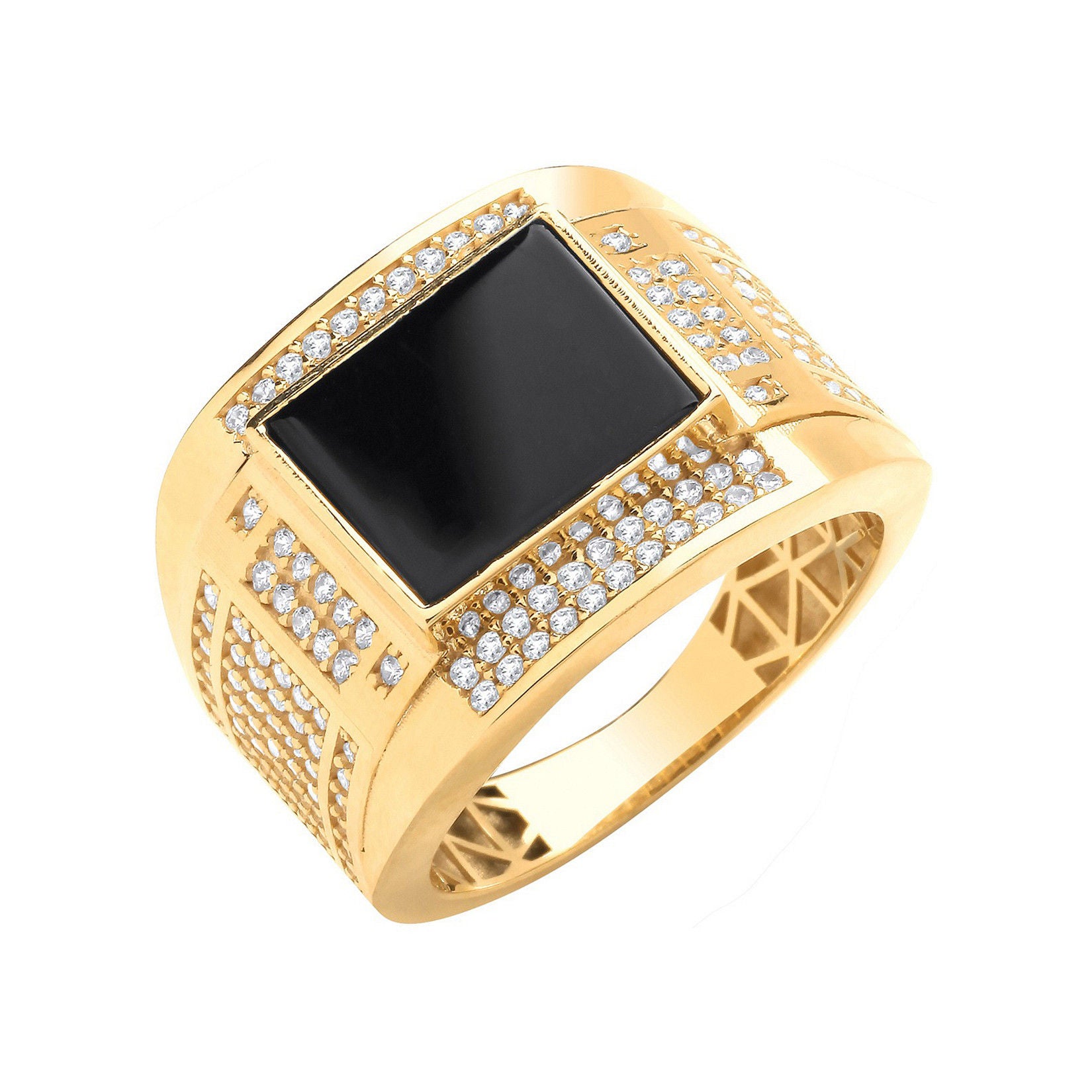 G CZs & ONYX Square Gents Ring
