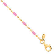 Silver YG Plated Pink Enamel Anklet