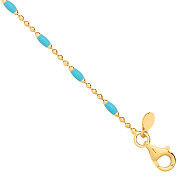 Silver YG Plated Blue Enamel Anklet