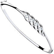 Silver Fancy Cz Hinged Bangle