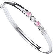 Silver Baby White & Pink Cz Bangle