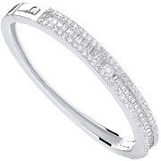 Silver 3 Row Cubic Zirconia Baguette Centre Baby Bangle