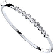 Silver Rubover Cubic Zirconia Ladies Hinged Bangle