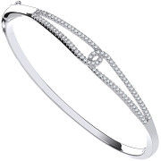 Silver Split Shank Cubic Zirconia Ladies Hinged Bangle