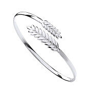 Silver Barley Leaf Ladies Bangle