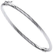 Silver Twisted Hollow Hinged Bangle