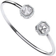 Silver Octagon CZ Torque Hollow Bangle
