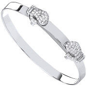 Silver Expandable Boxing Cubic Zirconia Gloves Baby Bangle