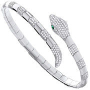 Silver Cubic Zirconia Snake Ladies 4.7mm Bangle