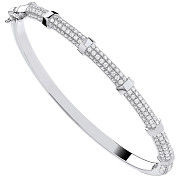 Silver Cubic Zirconia Bangle with Hex Nuts