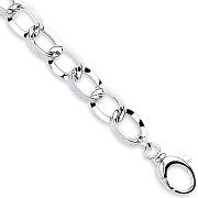 Silver Fancy Oval Link Bracelet