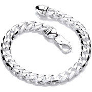 Silver 9.5mm Curb Gents 8" Bracelet