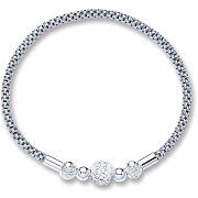 Silver Mesh with Crystal Ball Bracelet