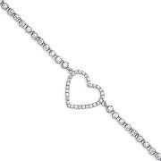 Silver Heart Cubic Zirconia Ladies Bracelet