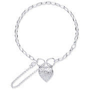 Silver Padlock Charm Open Link Bracelet