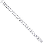 Silver 8mm Square Curb Ribbed Edge Link Gents Bracelet