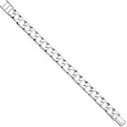 Silver 12mm Big Square Curb Ribbed Edge Link Gents Bracelet