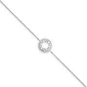 Silver Cubic Zirconia Circle of Life Ladies Bracelet