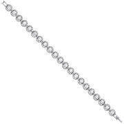 Silver 8mm Rubover Round Cubic Zirconia Halo Style Tennis Bracelet