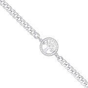 Silver Flat Curb Chain , Cz Tree of Life Bracelet