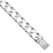 Silver 11mm Plain & Patterned Cast Link Bracelet