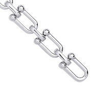 Silver Bike Lock Link with CZs Ladies Bracelet