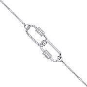 Silver Paper Clip Cubic Zirconia Ladies Bracelet