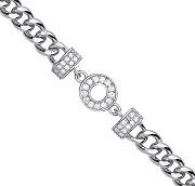Silver Circle of Life CZ Ladies Curb Bracelet