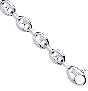 Silver Coffee Bean Link Gents Bracelet