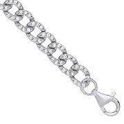 Silver CZ Curb Gents 6.4mm Bracelet