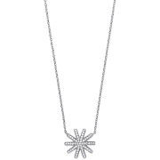 Silver Cz Starburst Pendant 16" Necklace