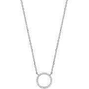 Silver Cubic Zirconia Circle of Life Pendant 16" Necklace with extention
