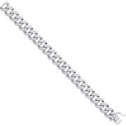 Silver 12mm Cubic Zirconia & Plain Back Link Curb Chain