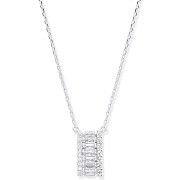 Silver Asymmetric Cubic Zirconia Pendant Necklace 16"
