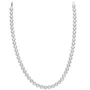 Silver Rubover Round Cz Halo Style Tennis Collarette