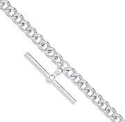 Silver T-Bar Pendant Curb Chain Necklace/Bracelet