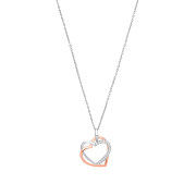 Silver RG Plated Cubic Zirconia Hearts Charm Necklace