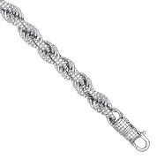 Silver 7mm Cubic Zirconia Set Rope Chain