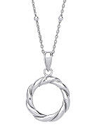 Silver Twisted Circle Of Life Pendant on Beaded Necklace