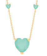 Silver YG Plated, Green Heart Necklace